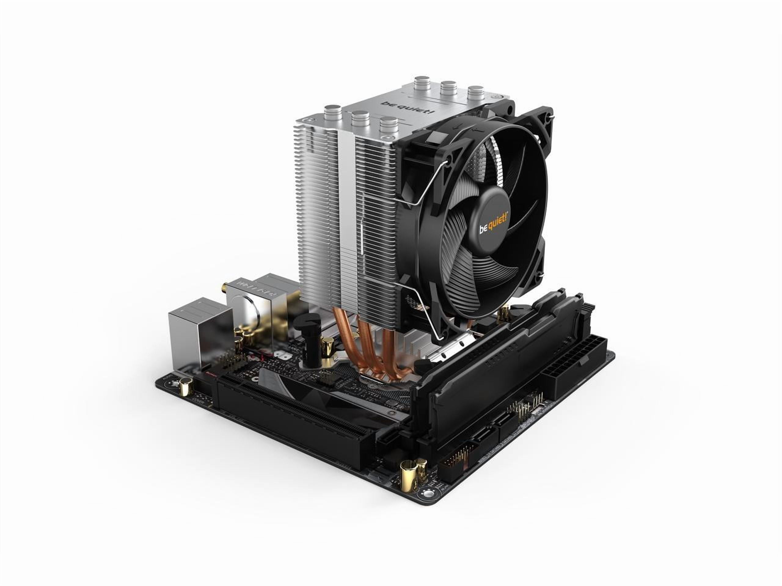 be quiet! Pure Rock Slim 2 CPU Air Cooler | Socket Support for Intel LGA 1851,1200,1150,1151,1155 - and AMD AM4,AM5 Support - Low Noise Cooler - Compact Air Cooler - Silver/Black (BK030)