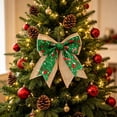 thumbnail image 5 of PiGOGI Christmas Decorations Large Decorative Ribbon Bows with Printed Patterns for Tree Wreath Gift Box Decor, 5 of 8