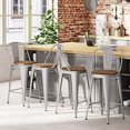 24" Swivel Metal Stools Set of 4 High Back Counter Height Chair