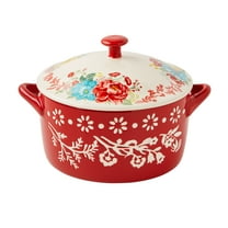 The Pioneer Woman Fancy Flourish Round Ceramic Casserole Dish with Lid
