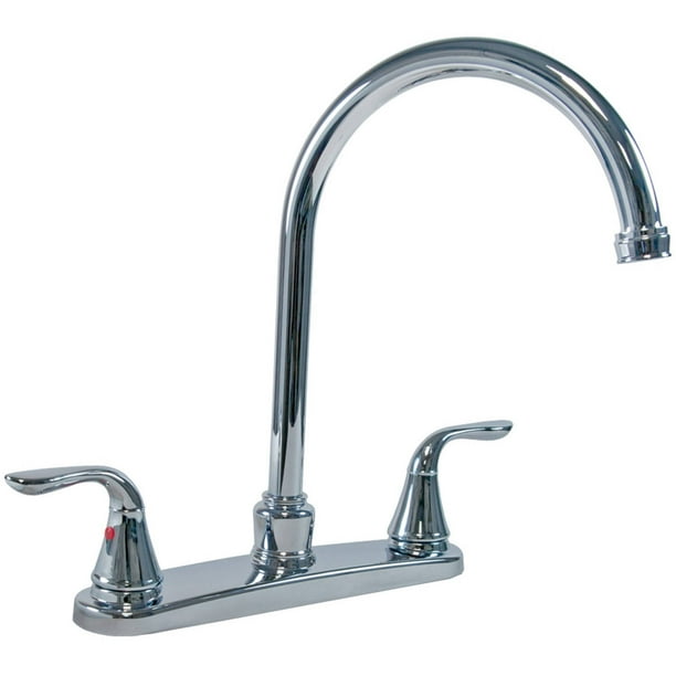 Aqua Plumb 1558030 Chrome-Plated 2-Handle Gooseneck Kitchen Faucet