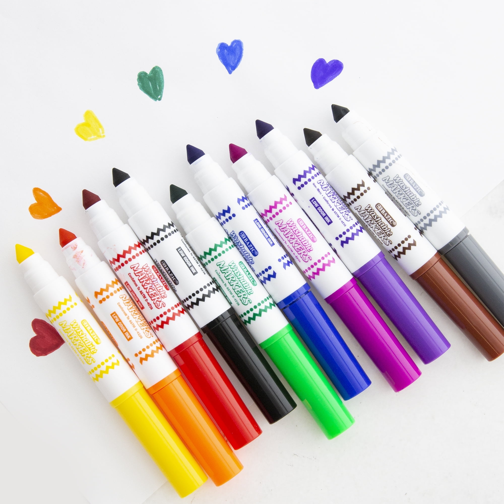 BAZIC Washable Markers 10 Color Jumbo Coloring Marker (10 BAZIC Washable Markers 10 Color Jumbo Coloring Marker (10
