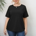 thumbnail image 7 of IROINNID Plus Size Tops For Women Summer Going Out Loose Casual Short Sleeve Round Neck Top Spring, 7 of 7