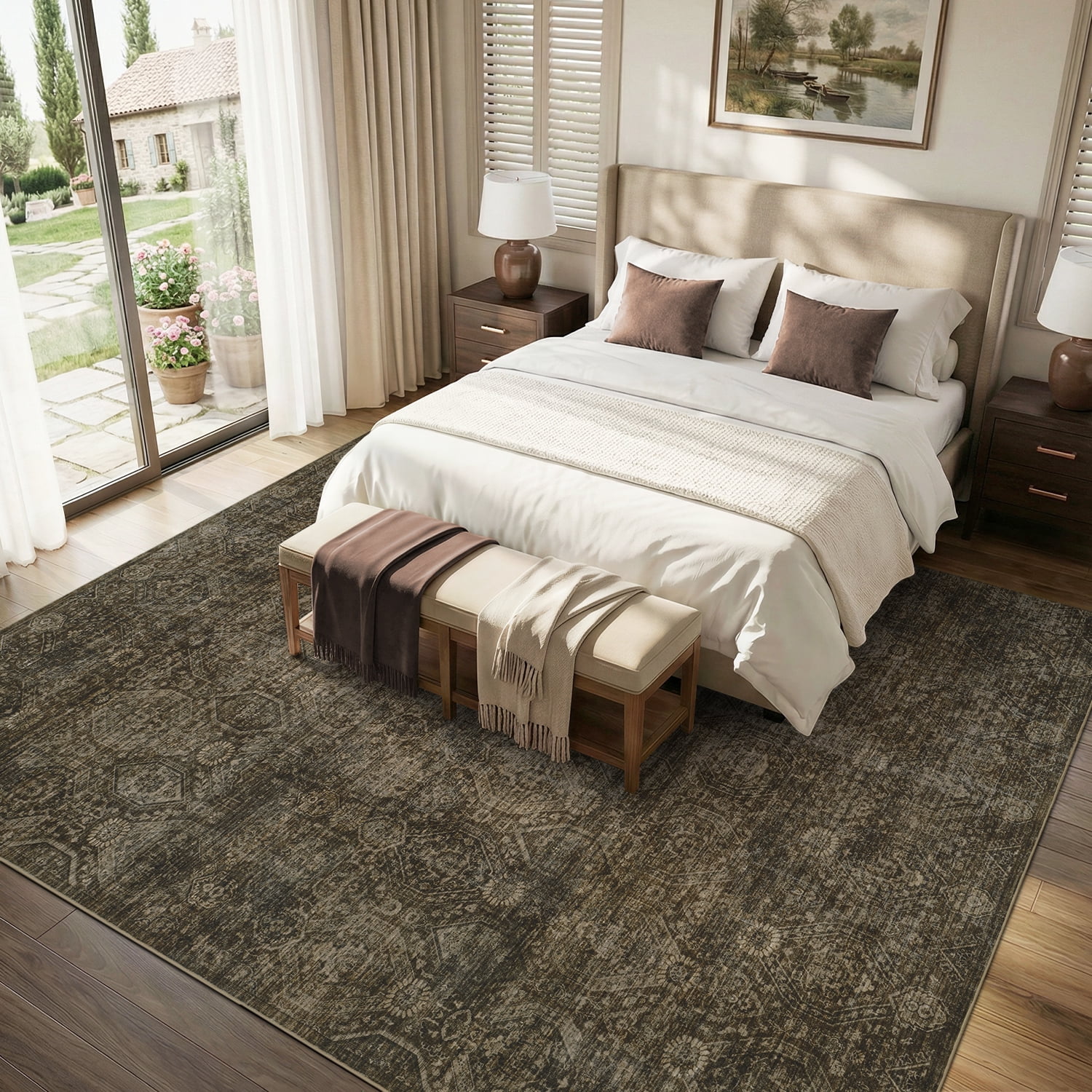 SIXHOME 9'x12' Area Rugs for Living Room Modern Area Rugs Machine Washable Rugs Brown