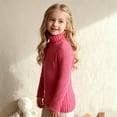 thumbnail image 6 of XIMIN Kids Girls Solid Color Ribbed Knitted Shirts Mock Neck Tee Top Turtleneck Long Sleeve Basic Fall Winter Casual Slim Fit Base Layer Pullover Tee, 6 of 8