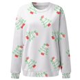 thumbnail image 3 of Gibobby Sudaderas para mujer navidad Blusa de manga larga con cuello en O para mujer, para uso diario, en casa, al libre, con estampado navideño(Blanco,CH), 3 of 5