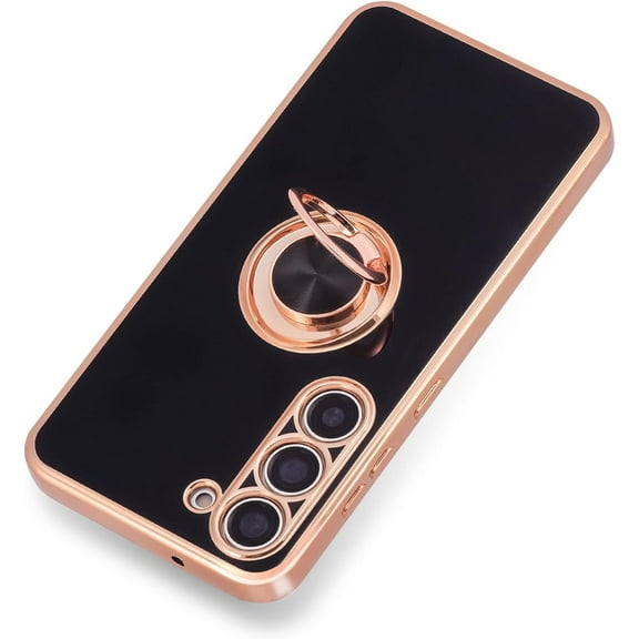 for Samsung Galaxy A54 5G Case,Slim Electroplated Protective Samsung A54 5G Phone Case with Rotating Stand, Shockproof Camera Protection Phone Case for Samsung A54 5G, Black