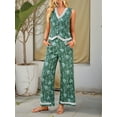 thumbnail image 6 of Womens Two Piece Sets Summer Vacation Outfits Button Down Resort Wear 2025 Long Matching Sets  Green S, 6 of 8