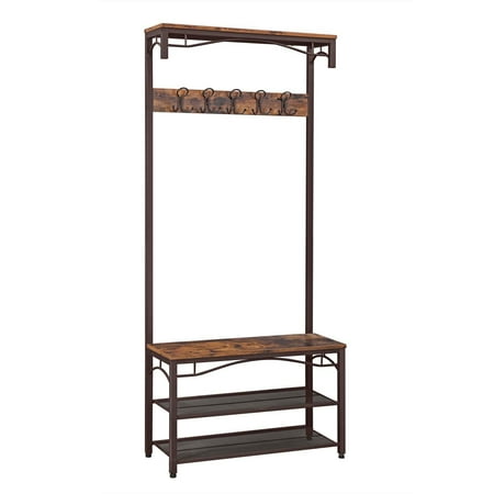 Vasagle Industrial Coat Rack 3 In 1 Hall Tree Entryway Shoe Bench Stand Storage Shelves Accent Furniture Metal Frame Large Size Canada Vasagle Industrial Coat Rack 3 In 1, Vasagle Industrial Coat Rack Shoe Bench Hall Tree