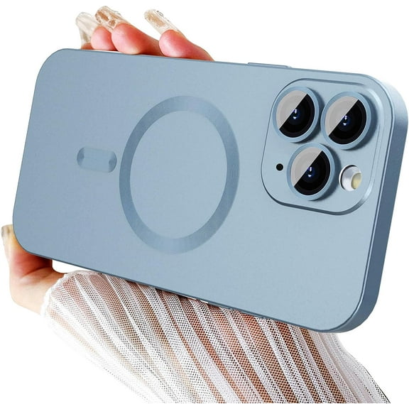 Magnetic Case for iPhone 11 Pro Max Phone Case for Women, [Adaptation with Magsafe] Matte Luxury Soft Metallic Luster Design for iPhone 11 Pro Max 6.5'' with Camera Protector-Blue