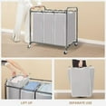 thumbnail image 3 of 3 Section Laundry Sorter, 35.9 Gal (136 L) Laundry Hamper Cart with Heavy Duty Rolling Lockable Wheels and Removable Bags, Clothes Organizer Basket Clothes Separator Hamper, Gray, 3 of 4