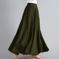 thumbnail image 5 of Maxi Skirts for Women High Waisted Elastic Long Floral Skirt Women Casual Summer Large Solid Elastic Waist Flax A-line Ankle Skirt Ndbuld,Army Green, 5 of 6
