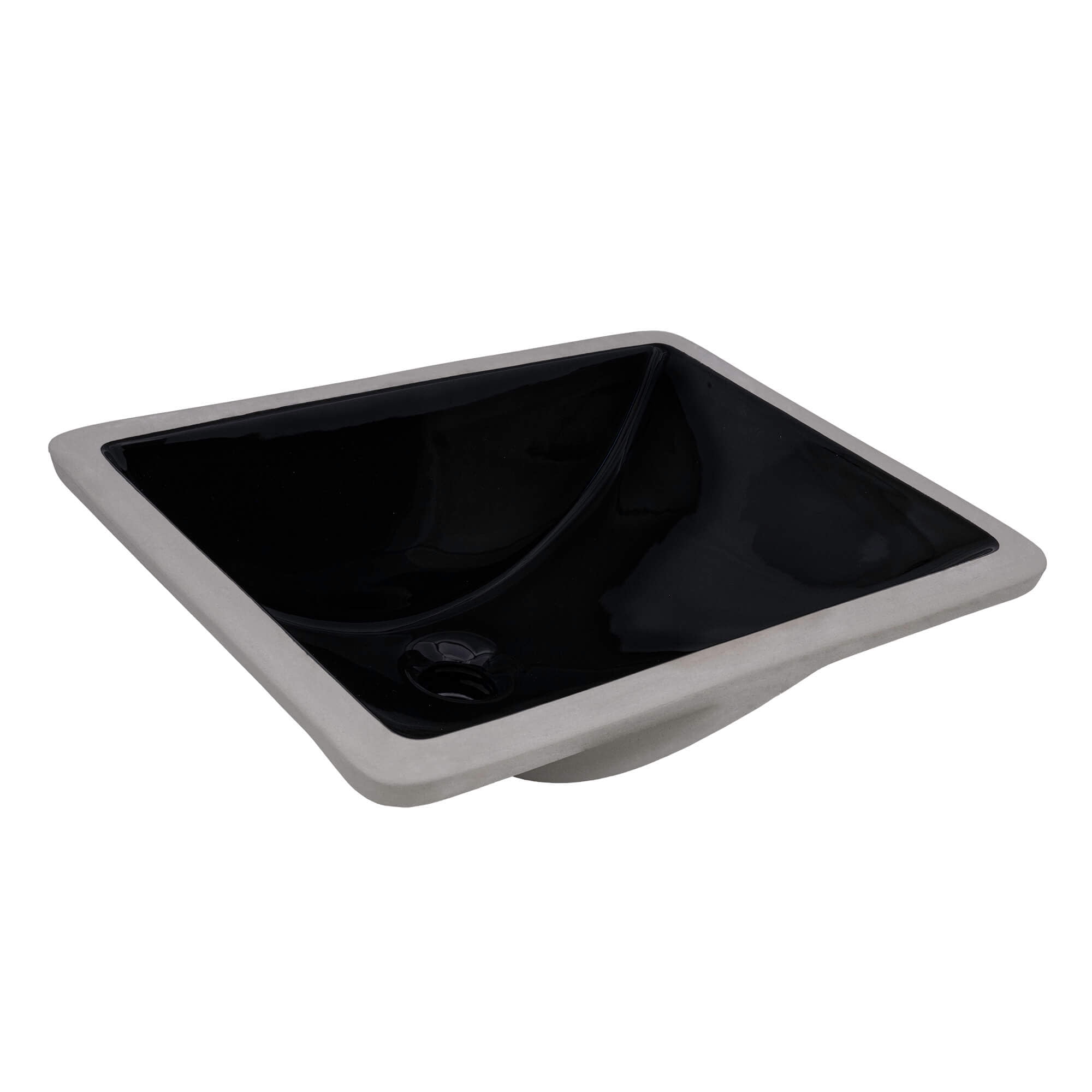 Ruvati RVB0720BK 18 x 13 in. Undermount Rectangular Porcelain Ceramic Bathroom Sink with Overflow, Black
