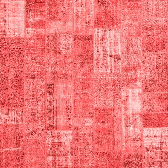 Ahgly Company Indoor Square Patchwork Red Transitional Area Rugs, 8' Square