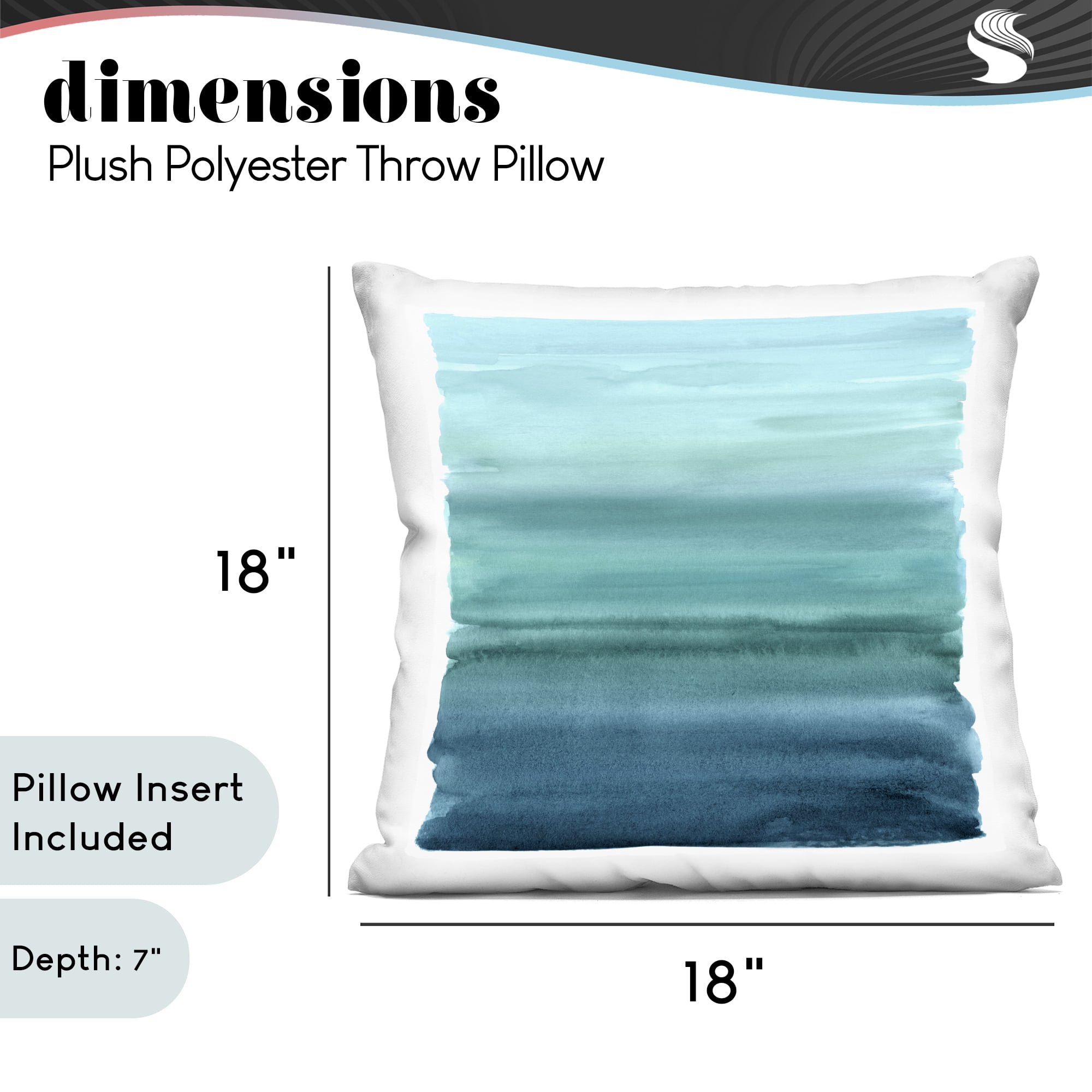 Stupell Industries Aqua Ombre Gradient Decorative Printed Throw Pillow, design by Allie Corbin, 18 x 7 x 18