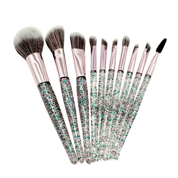 Juego de 10 brochas de maquillaje portátiles, brochas, brochas para sombras de ojos