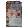 thumbnail image 3 of Indian Vintage Art Cotton, Silk Mix Kantha Quilt , Patchwork Handwoven Kantha Quilt , Bedspread , Throw Blanket Size (Twin Size - 60" x 90"), 3 of 5