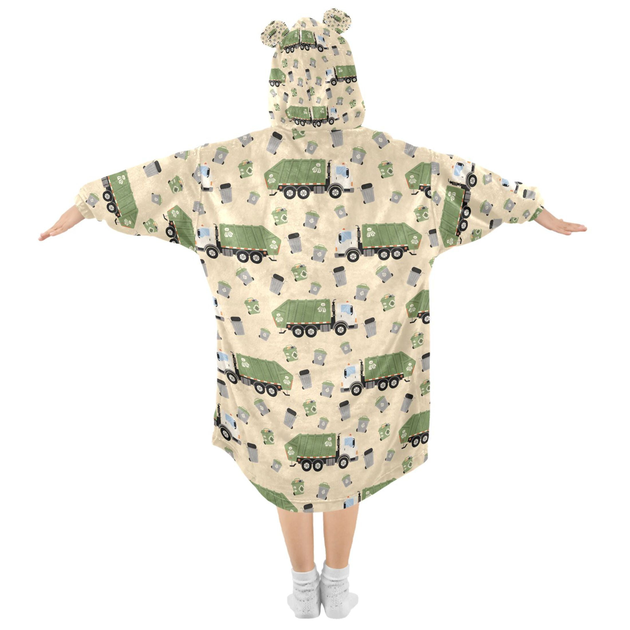 joogoo Blanket Hoodie for Garbage Trucks Oversize Sweatshirt 3-14 YR L