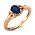 thumbnail image 2 of 925 Sterling Silver Rose Vermeil 6X4mm Oval Simulated Blue Sapphire Solitaire Women Valentines Day Gifts Ring, 2 of 3