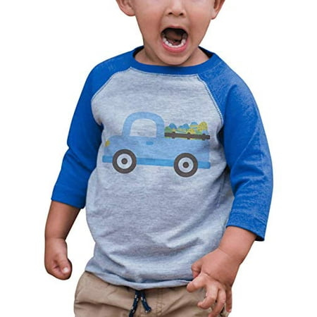 

7 ate 9 Apparel Kids Easter Truck Blue Raglan