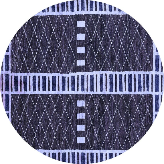 Ahgly Company Indoor Round Abstract Blue Modern Area Rugs, 6' Round