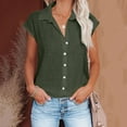 thumbnail image 2 of Women's Tops Fashion Solid Button Shirt Female V-Neck Loose T-Shirt Blouse, 2 of 6