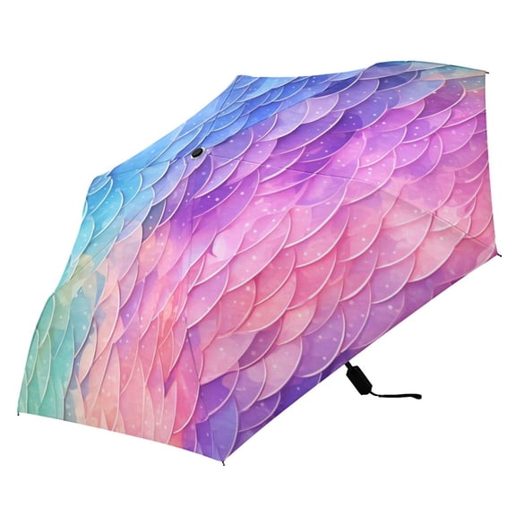 Mermaid Scales Compact Folding Umbrella for Rain Windproof Travel Umbrella UPF 50  Lightweight Packable Arc Size