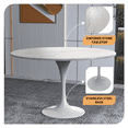 thumbnail image 6 of LeisureMod Verve Mid-Century Modern 48" Round Dining Table with Sintered Stone Top and White Steel Pedestal Base for Dining Room and Kitchen, White, 6 of 10