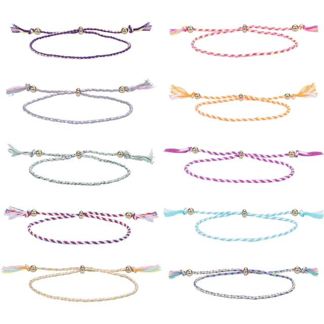 10 pulseras tejidas para niñas adolescentes, pulsera de amistad de cuerda trenzada ajustable para mujeres, joyería para hombres