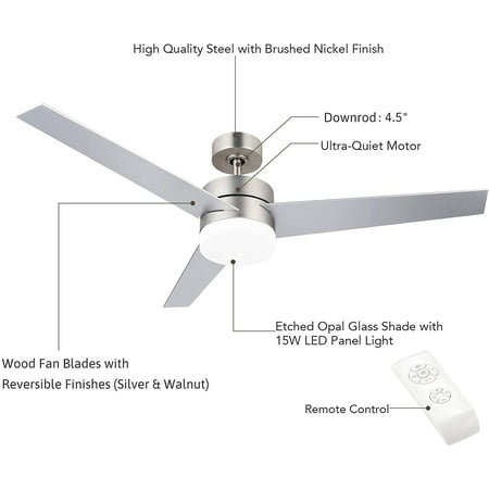 Melior Home 52 Ceiling Fan Light W 15w Led Panel Remote Control Contemporary Canada - How To Change Light Bulb In Ceiling Fan Australia