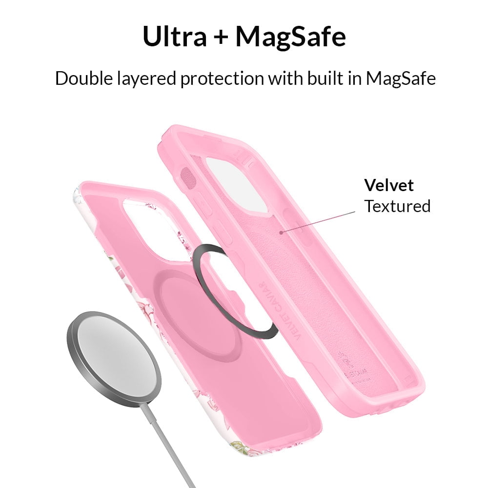 VELVET CAVIAR for Cute iPhone 13 Mini Case Compatible with MagSafe - Protective Phone Cases for Women - Posie Pink Bow Floral