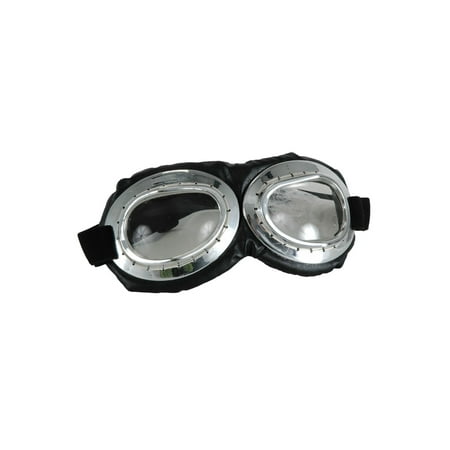 Aviator Goggle Silver & Black Adult Costume Accessory