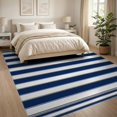 thumbnail image 3 of ODIKA 8'x10' Washable Area Rug Door Nautical Layered Border Front Doormat Stripe Welcome Striped Refined for King Size Bedroom Under Bed, Master Suite, Non-Shedding, Easy Care, 3 of 7