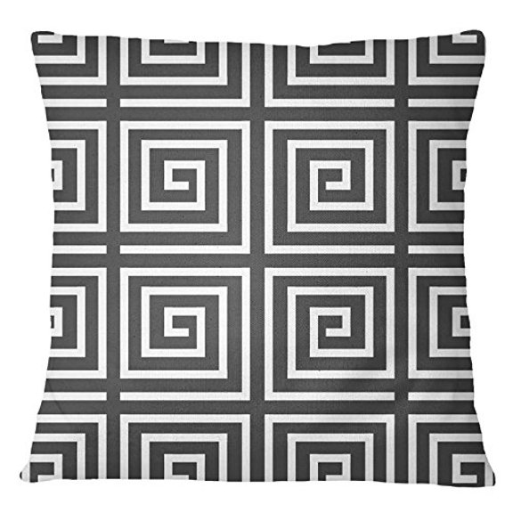 S4Sassy Gray Pillow Cover Home Decorative Geometric Print Pillow Case Indian Cushion Cover-12 x 12 Inches