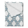 thumbnail image 2 of European Soft Flannel Fleece Throw Blanket, Portuguese Style Geometric Detailed Abstract Geometrical Shapes Print, Cozy Plush for Indoor and Outdoor Use, 60" x 80", Blue White, by Ambesonne, 2 of 5