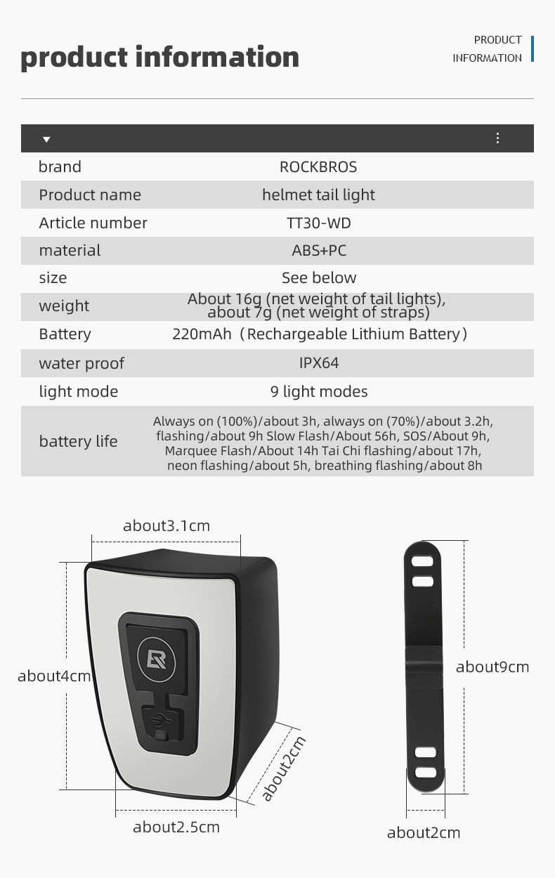 ROCKBROS TS-62 Bicycle Cycling Helmet with Adjustable Taillight