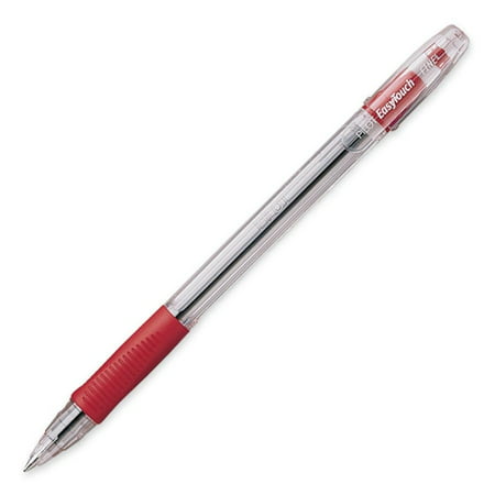 EasyTouch Ballpoint Pen - Fine Point Type - 0.7 mm Point Size - Refillable - Red Oil Based Ink - Clear Barrel - 1