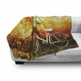 thumbnail image 3 of Bicycle Soft Flannel Fleece Throw Blanket, Vintage Bike in Front of a Rusty Dirty Cracked Broken Brick Wall Lifestyle Photo, Cozy Plush for Indoor and Outdoor Use, 50" x 60", Sepia, by Ambesonne, 3 of 6