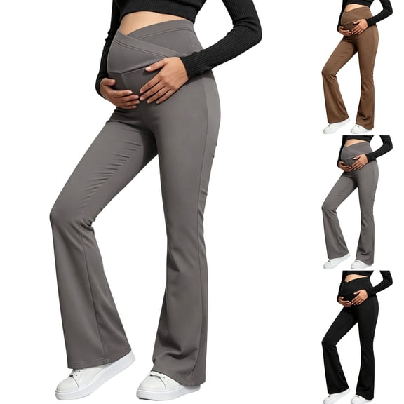 Antinious Maternity Seamless High Elastic Versatile Abdomen Support Outer Yoga Full Length Pants