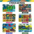 thumbnail image 2 of Hoovy Baby Peg Puzzle 6-in-1 Set - 6 Different Themed Educational Knob Puzzles - Alphabet, Numbers, Sea Life, Dinosaurs, Shapes & Vehicles - Bonus: Storage, 2 of 6