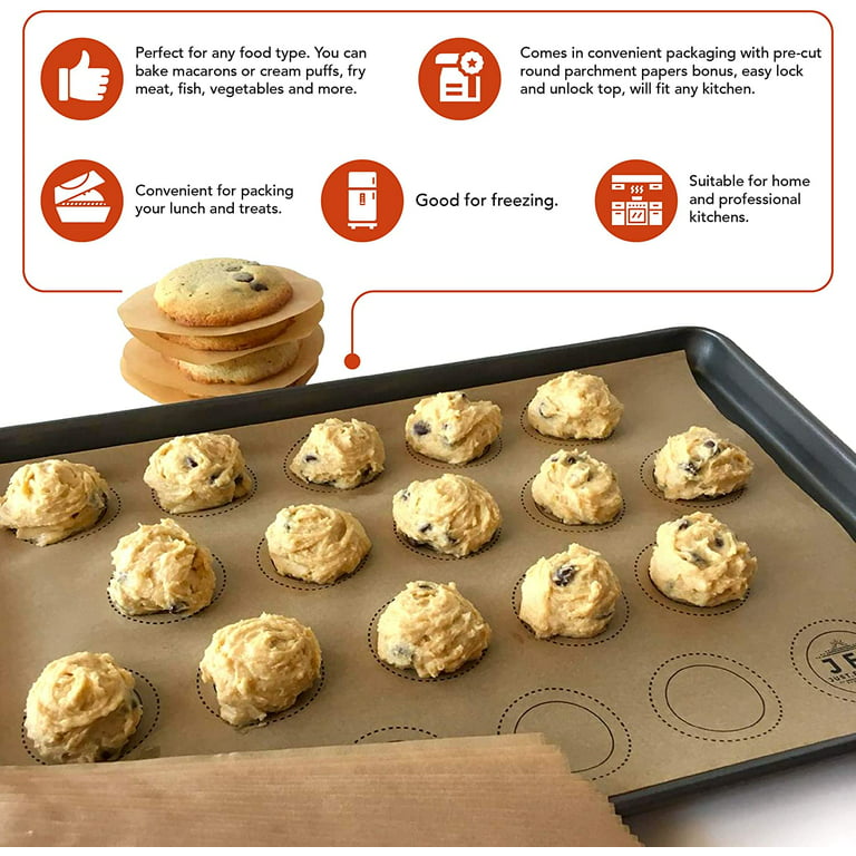 Just.Find.Best Macaron Parchment Paper Baking Sheets with Pre-Printed Templates, Pre-Cut 12 inchx16 inch - 120 Sheets, Size: 12 x 16, Brown