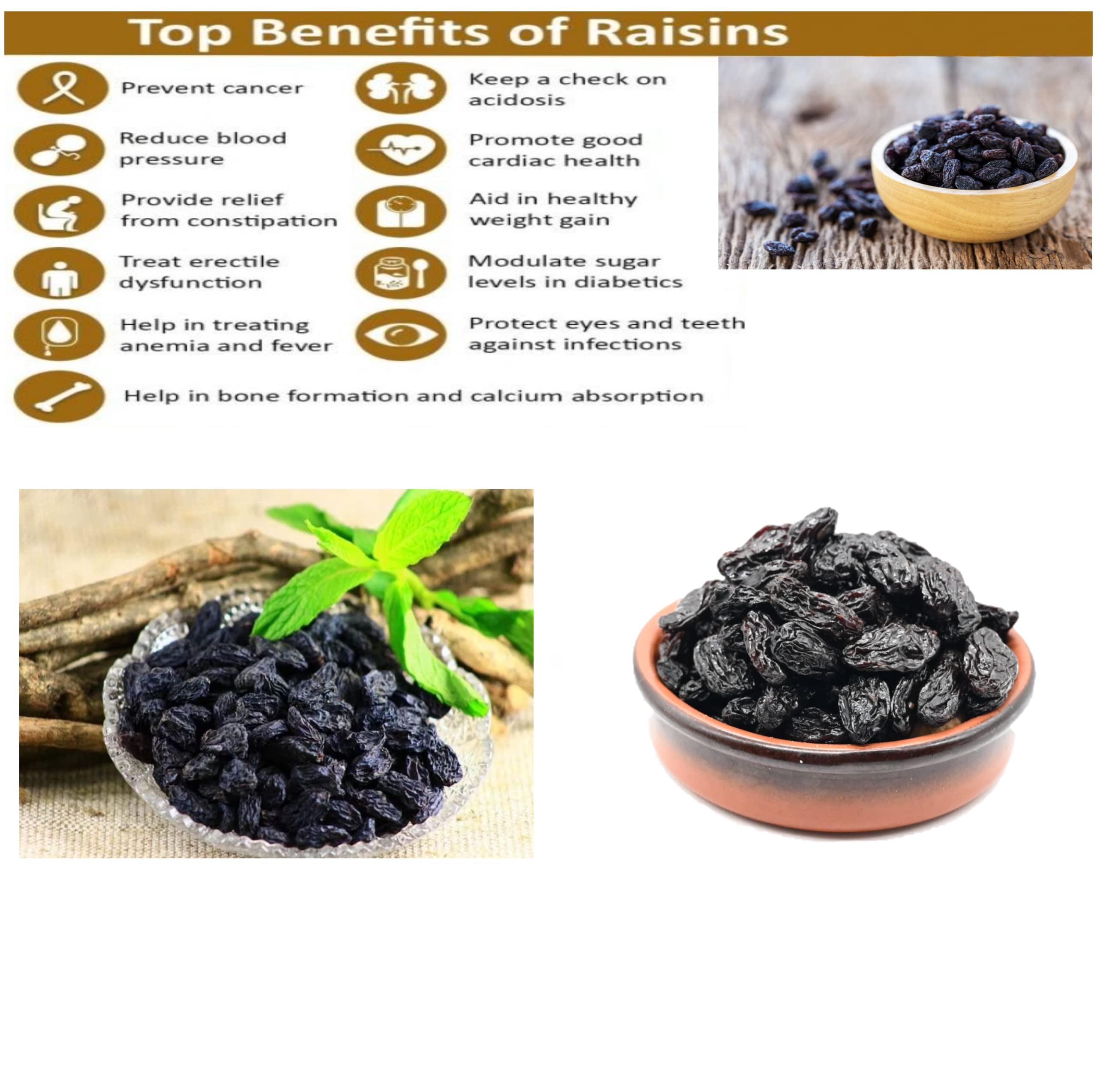 High Quality Black Dried Fresh Raisins Seedless, Ready to Eat Resealable Bag, Secret Garden's