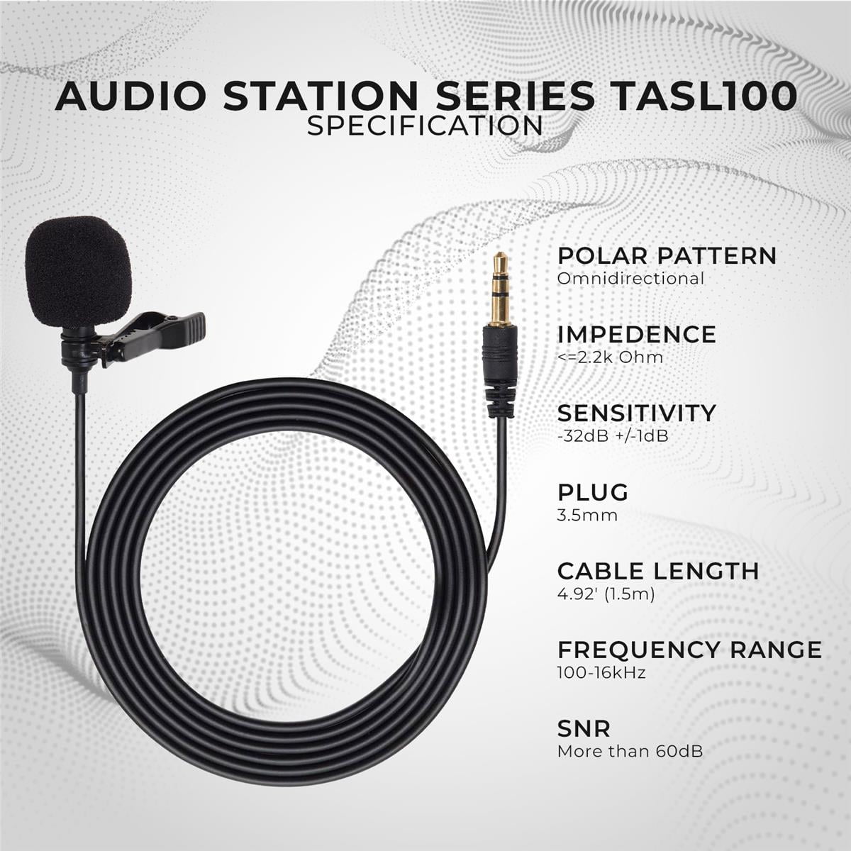 Turnstile Audio Station Series TASL100 Omnidirectional Lavalier Microphone 5-PACK