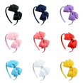 thumbnail image 4 of Solid Color Little Girls Boutique Tiara Headwear Hair Hoop Ribbon Headbands Bow Hairband Kids Hair Accessories PINK, 4 of 7