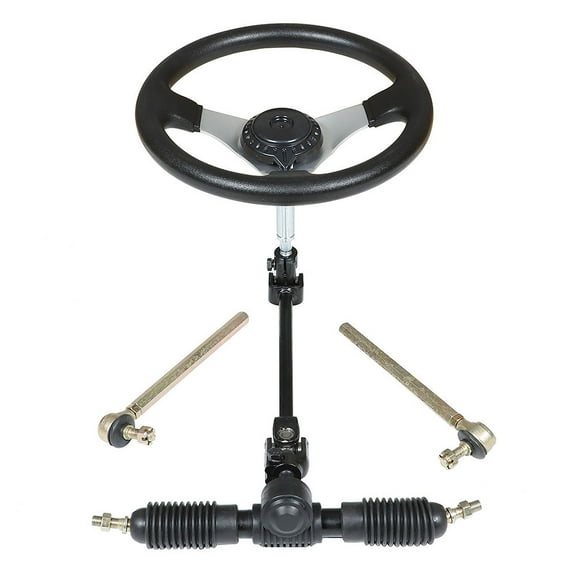SEBLAFF 300mm Steering Wheel Steel Kit 320mm Gear Rack Pinion Adjustable Shaft Set Replacement for 110cc Go Kart