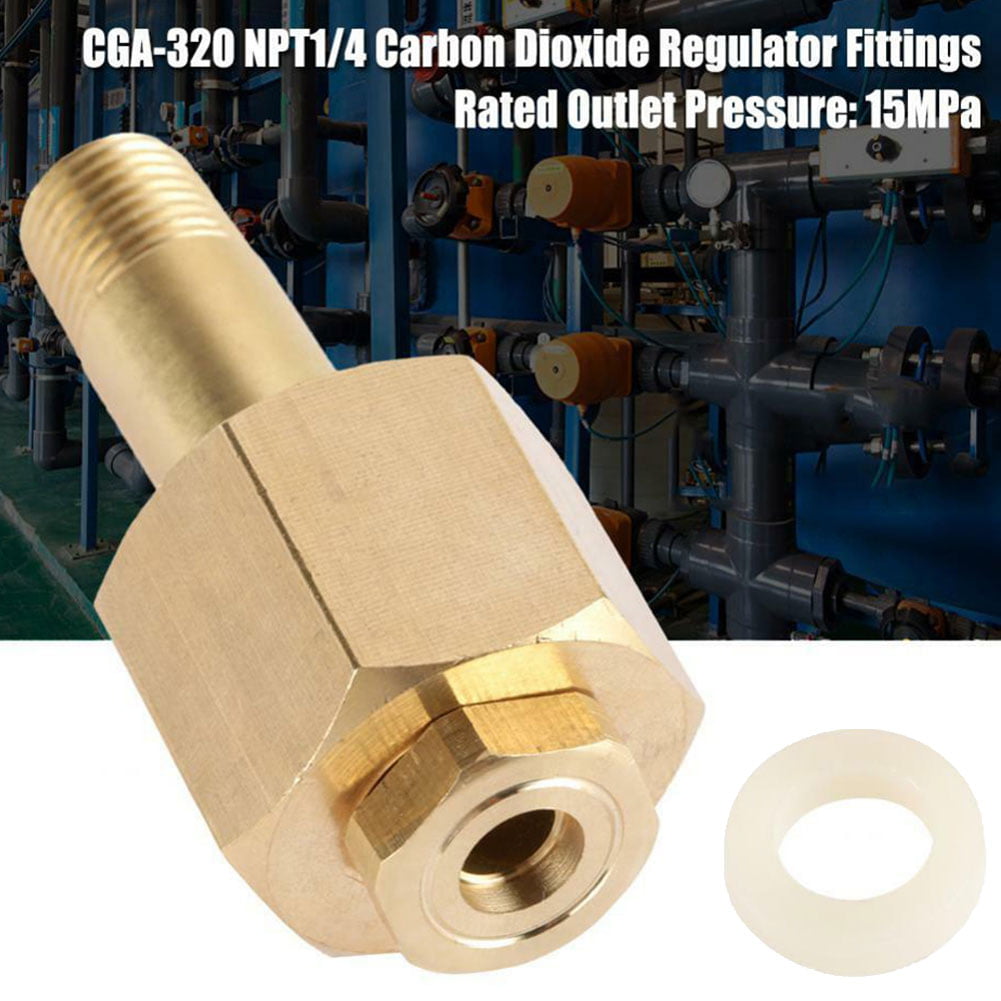 Stainless Steel CGA 320 CO2  Regulator Inlet Nut & Nipple with Washer 