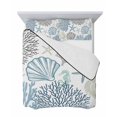 thumbnail image 7 of Quilts Full Size Bedding Set, Blue Teal Coastal Lightweight Quilted Comforter, Summer Beach Coral Shell Starfish Soft Reversible Bedspread Coverlet with Pillow Covers for All Season, 78" x 90", 7 of 7