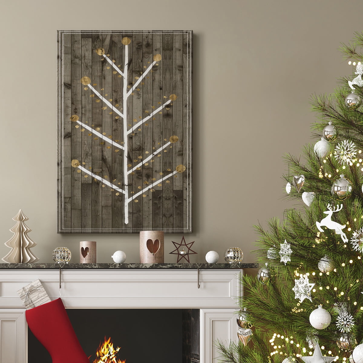 Wooded White Christmas Collection B- Gallery Wrapped Canvas