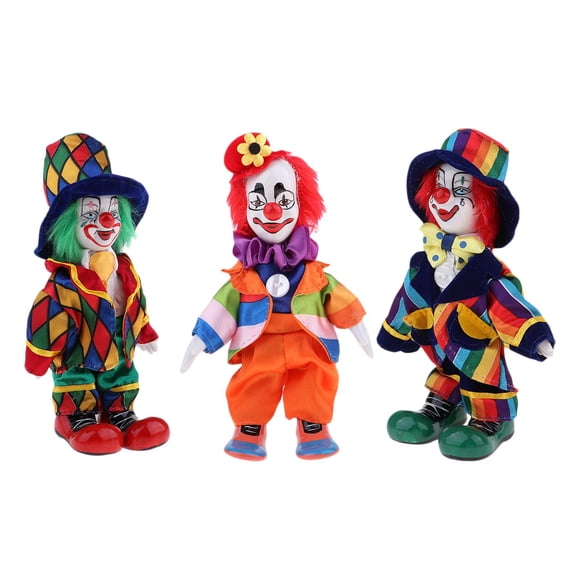 Modelo de muñeco payaso para decoración, adorno, recuerdos de fiesta infantiles, coleccionable, 18 cm 3 piezas verde rojo naranja