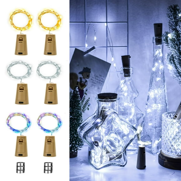 Luces LED para botellas de vino Osteplus, 6 unidades, que funcionan con pilas